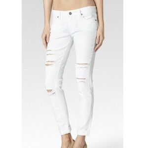 PAIGE Jimmy Jimmy White Distressed Skinny Jeans 25